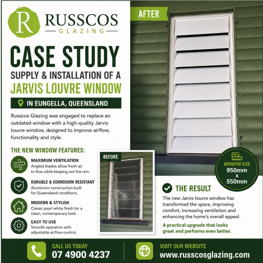 Louvre window installation Eungella QLD